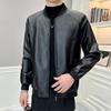 New Men'S Small Stand-Up Collar Leather Jacket Men'S Casual Men'S Leather Jacket Thin Baseball Collar Jacket