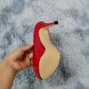 Women High Heels Pumps 14cm Round Toe Stilettos Talon Femme Sexy Ladies Red Wedding Shoes Black Platform Heels Big Size 44