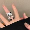 3 Pcs/Set Panda Ring Set Cartoon Panda Hands Legs Stacking Knuckle Rings Color Matching Animal Adjustable Open Ring Jewelry