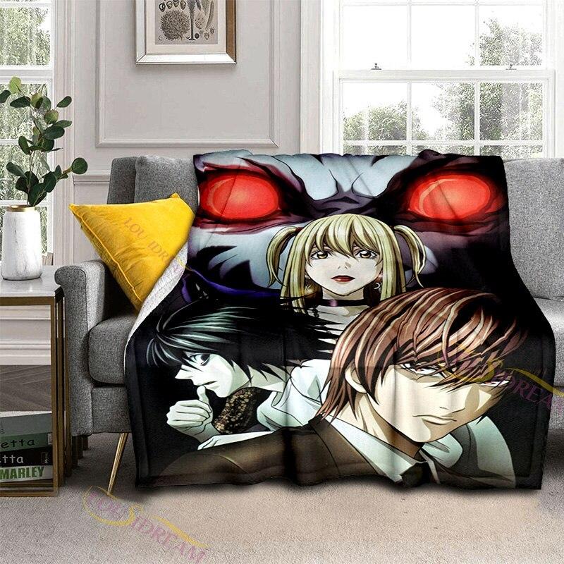 3D Print Death Note Blanket Flannel Plush Throw Blanket Horror Series Fuzzy Soft Blanket Microfiber for Couch Sofa Bed