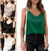 Women Summer Vest V-neck Sleeveless Solid Color Tank Tops Loose Fit Smooth Fabric Camisole Casual Pullover Tops