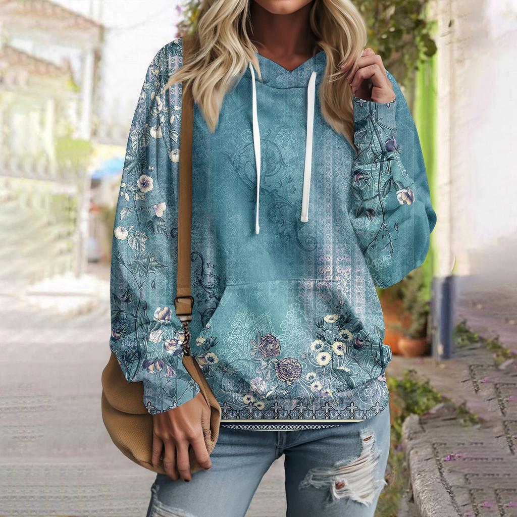 Women's Fall And Winter Printed Pullover Hooded Sweatshirt Long Sleeve Fashion Sweatshirt