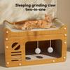 All-Season Cat House with Scratching Pad & Play Balls - Durable, Shed-Free Cardboard Bed for Cats, Perfect for Room Decor