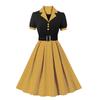 Women's Polka Dot Swing Dresses Lapel Buttons High Waist Belt Slim Fit Short Sleeves Summer Dress Office Work Casual Wear Vintage Outfit