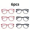 6pcs Round Frame Fashionable Decorativereading Glasses Anti Blue Light Reading Glasses Unisex