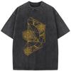 Men's Geometric Short-Sleeved T-shirt 230 Grams Of High-Quality Washed Old Tshirt Streetwear Men Washed T-shirts