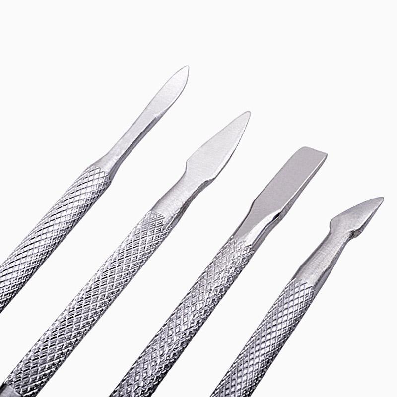 4Pcs/lot Double Sided Finger Cuticle Pusher Dead Skin Nail Art Remover Cuticles Stainless Steel Pedicure Manicure Cleaner Tools