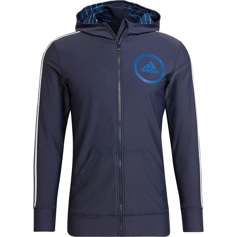 Adidas Letter Logo Hooded Casual Sun Protection Swimwear Men Swimwear Blue HB1804