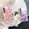 Luxury Flowers Case For iPhone Samsung A55 A35 S24 FE S25 Xiaomi Redmi Note 13 Pro 14C Huawei Honor Shockproof Phone Bumper Anti-Scratch Matte Cover