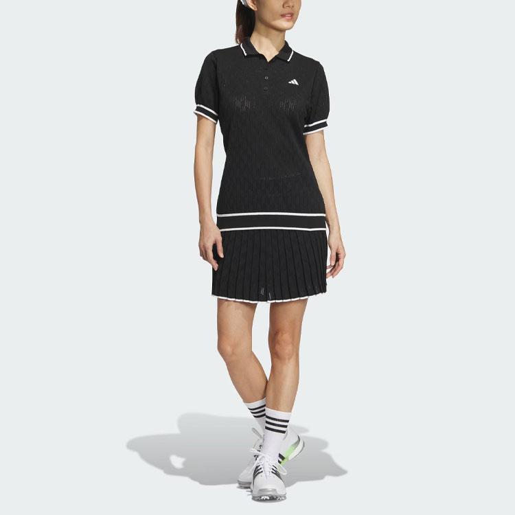 Adidas Primeknit Color Block Golf Short Sleeve Polo Shirt Women Tops Black IN6618