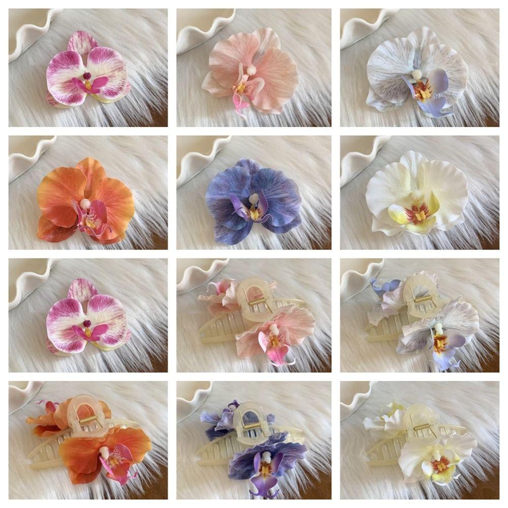 Butterfly Orchid Flower Hair Claw Bohemia Barrettes Large Shark Clip Orchid Hair Clip  Female
