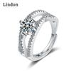 Lindon Classic Copper Alloy Zircon Ring Ladies Jewelry Wedding Promise Party Gift