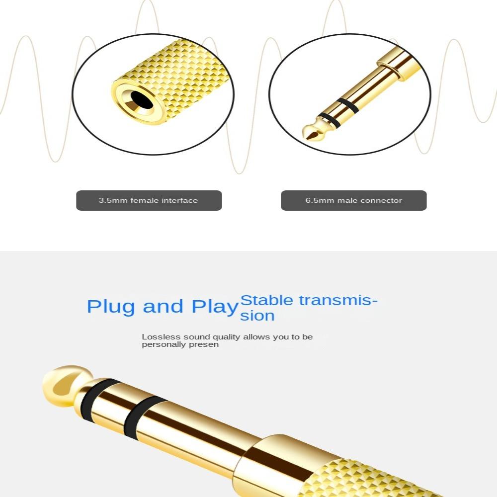 Gold Stereo Headphone Audio Adapter 3.5 To 6.5mm Microphone Electric Piano Connector Home