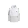 Color Block Logo Print Hooded Zip-Up Jacket Men Jacket White IN9008