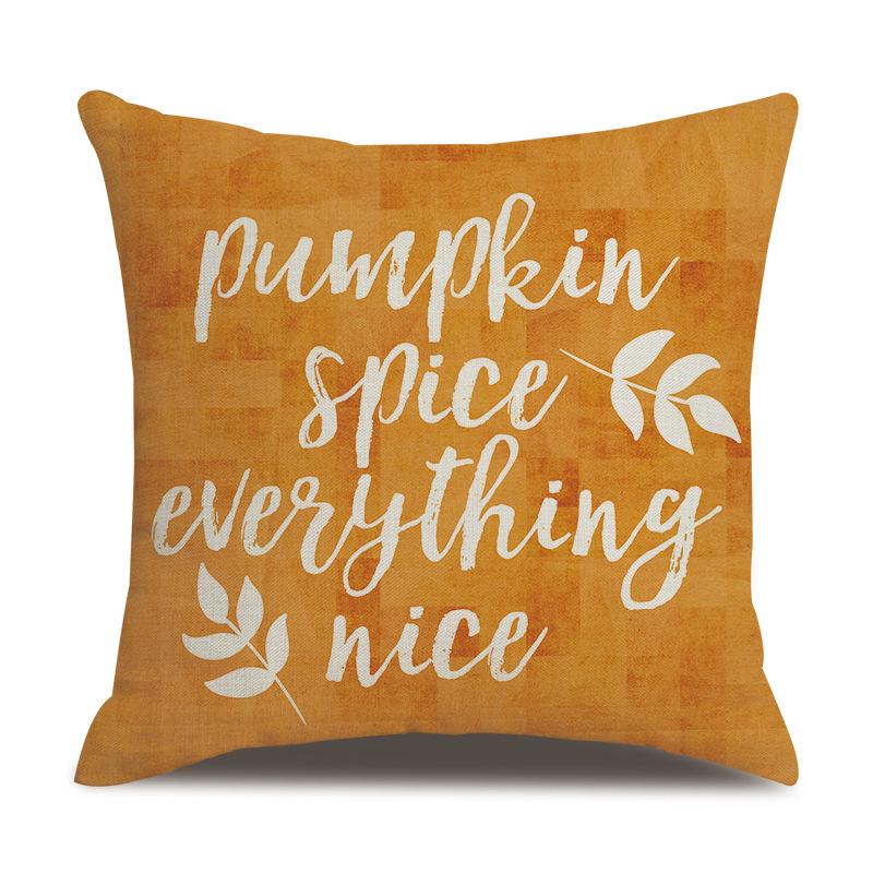 Thanksgiving Linen Pillowcase Autumn Pumpkin Print Pillow Cushion Cover