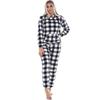 Keanu Womens/Ladies Checkered Fleece Hooded Long Pyjama Set
