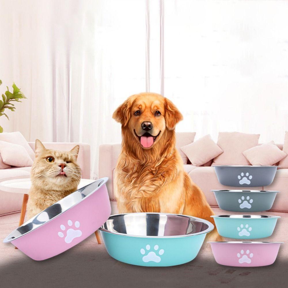 Non-slip Stainless Steel Dog Bowl Large Capacity Cat Feeding Bowl Dog Water Bowl  Home