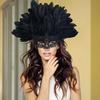 Feather Masquerade Masque for Women Venetian Half Face Masque with Feather Mardi Gras Accessory for Prom Ball Party