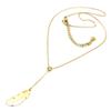 [P7891] - Designer Necklace In Gold-plated 'Boho' Steel (feather) - 20x7 Mm