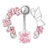 14G Butterfly Rhinestone Belly Barbell Button Ring Navel Body Piercing Jewelry