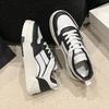 Thick Baseplate Shoes Women's 2024 Autumn New Black and White Student Lace-up Casual Shoes Round Head Sports Shoes Women