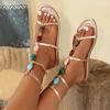 Women Flat Sandals 2025 New Bohemian Style Casual Gladiator Sandals Women Open Toe Flat Shoes for Women Zapatos De Mujer