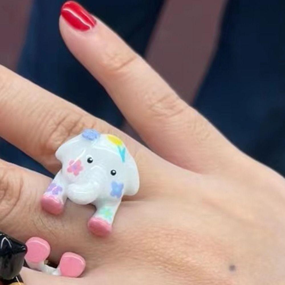 Jewelry Accessories Cartoon Dachshund Ring Zinc Zinc Alloy Funny Finger Buckle Creative Elephant Ring Women
