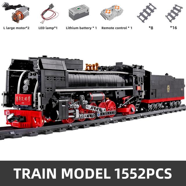 MOULD KING MOC QJ паровозы, поезд с дистанционным управлением, строительные блоки, кирпичи, детские развивающие игрушки «сделай сам», рождественские подарки