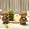 Bear Glass Cup with Straw 320ml Juice Milk Tea Smoothies Drinking Cup