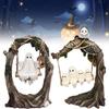 Halloween Swing Ghost Statue Resin Spooky Figurine Ghost Tree Swing Ornament Desktop Bookshelf Garden Patio Lawn Halloween Decor