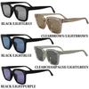 Square Sunglasses for Men and Big Comes with Special Clear Green F (EIGHT) Women, Photochromic, Polarized, Frame, Case, Champagne/light