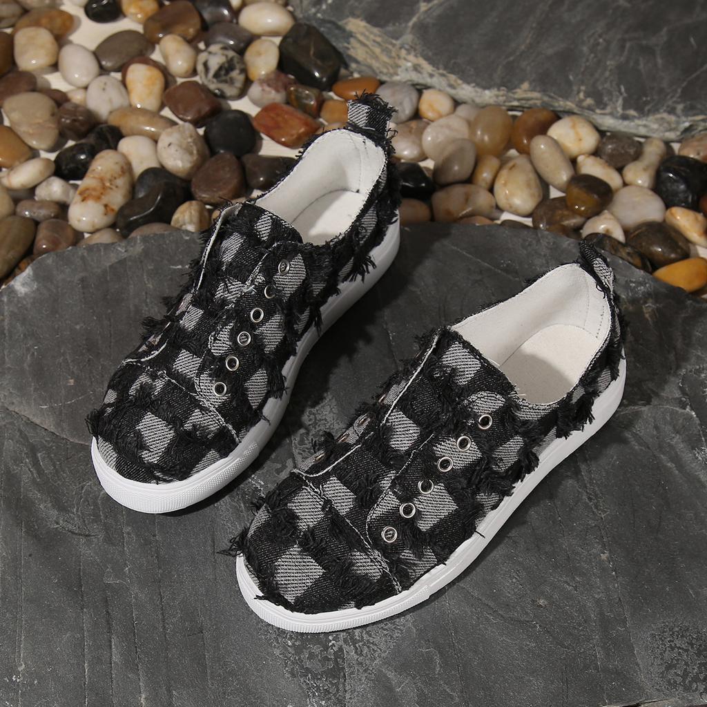 Plus Size Sneakers Women Casual Flat Canvas Shoes Denim Shoes Flat Canvas Tennis Shoes