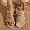 Fashion Summer Elastic Band Flat Sandals for Women Lightweight Casual Slip On Sandals Woman Comfortable Non Slip Beach Shoes Plus Size