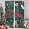 2pcs 2D Flat Printing Merry Christmas Curtains Gingerbread Snowflake Polyester Without Electricity Holiday Decorations Perfect