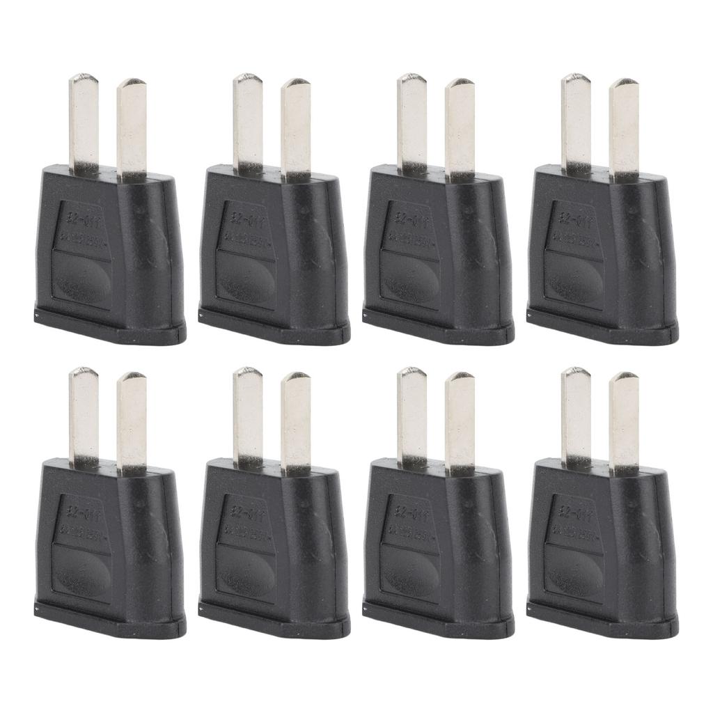 10PCS To Adapter 2 Prong Flat Plug To Round Outlet Converter for Home Travel Office Use 125‑