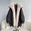 Winter Detachable Fur Jacket Mid-Length Big Fur Parka White Goose Down Winter Warm Outerwear