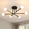 Modern 6 Head Sputnik Ceiling Light, Adjustable Ceiling Lights Living Room with E27 Base, Fixtures for Bedroom Living Room Kitchen