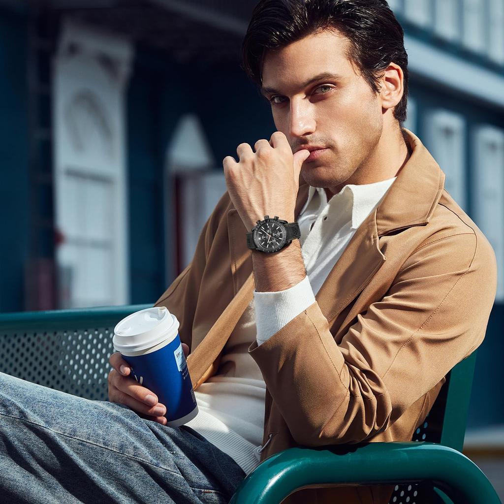 BY BENYAR Watch Watch Chronograph Analog Watch 30M Water Resistant Business Simple Stylish Popular Formal Leather Belt Quartz Watch Gift for Men Brown