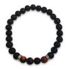 [R2146] - Designer Bracelet 'Mineralia' Tiger Eye - Ebony Wood - 8 Mm