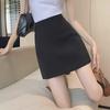 Women's Black High-Waist A-Line Skirt, Spring 2024 - Slim, Short, Anti-Exposure College Style Skirt.