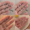 6pcs/set Butterfly Heart Stud Earring Set Exquisite Piercing Crystal Gem Silver Earings Accessories Jewelry