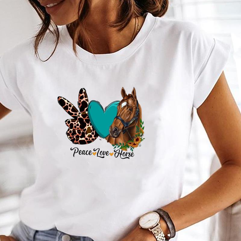 (Asian Size) Women Lovely Watercolor Tree Trend Print Lady Tee Top Clothing Casual Short Sleeve Fashion Tshirt Female Graphic T-shirt