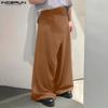 INCERUN Men Autumn Spring Solid Color Zipper Waist Trousers Casual Irregular Wide Leg Pants