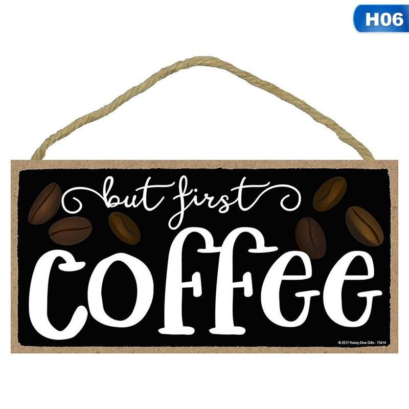 Wooden Hanging Plaque Pendant Tag Vintage Hanger Board Sweet Home Coffee Bar Decor Sign Wall Door Hanging Art Plaque