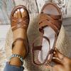 Fashionable Thong Casual Flat Sandals for Women Plus Size Women's Shoes New Style Braided Foot Elastic Band Roman Beach Shoes