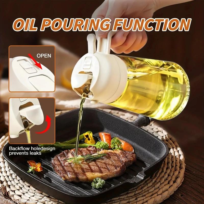 2-in-1 Sprayer Pourer Oil Empty Bottle Plastic Oil Container Dispenser Vaporizer for Kitchen Barbecue Camping Cooking Utensils