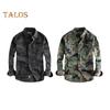 Spring Fall Men Shirt Camouflage Print Cargo Style Chest Pockets Wear-resistant Long Sleeves Turn-down Collar Button-down Outdoor Work Top