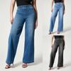Wide Leg Jeans for Women Seamed Front Wide Leg Jeans Solid Color Casual Fashion Trousers