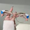 Oversized Cat Eye Glasses Women Stylish Patchwork Rim Optical Frames Trendy Brand Design Blue Light Blocking Eyeglasses