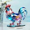 2D Flat Animal Ornament Desktop Acrylic Decoration Owl Rooster Eagle Table Sign with Base for Home Office End Table Mantel Decor
